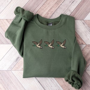 Embroidered Duck Sweatshirt, Animal Lover Sweatshirt, Embroidery Hoodie Crewneck, Embroidered Gift, Christmas Sweater, Duck Sweatshirt