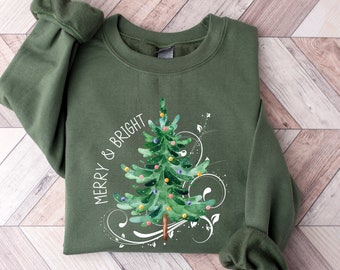 Frohe und helles Sweatshirt, Weihnachtssweatshirt, Familien-Weihnachtssweatshirt, Weihnachtssweatshirts für Frauen, frohes Weihnachten-Sweatshirt