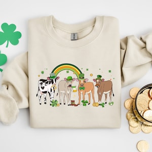 Cow St Patricks Sweatshirt, St Patricks Day Cow Shirt, Funny St Patricks Day Tshirt, Lucky Cow Shirt, Cow Lover Gift, Irish Sweater, Cow Tee
