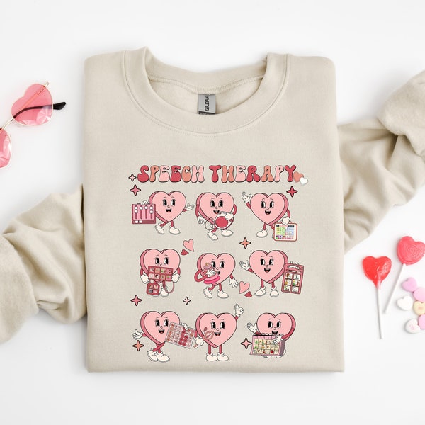 Camicia per San Valentino SLP, Camicia per logopedia di San Valentino, Girocollo per patologia del linguaggio, Maglietta per la lingua dell'amore, Felpa per la vita sociale