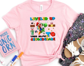 Leveled Up To Second Grade Shirt, Mario Second Grade Shirt, 2nd Grade Shirt, Mario School Shirt, 2nd Grade Kids Shirt, Back To School Shirt