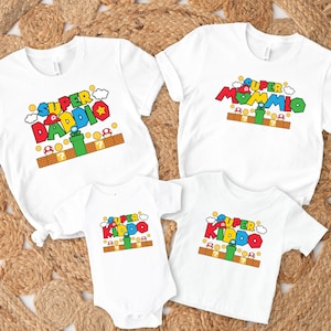 Super Mommio Shirt, Super Daddio Shirt, Super Kiddo Shirt, Mario Family Matching Shirt, Father&#39;s Day Shirt, Mother&#39;s Day Shirt, Parents Gift