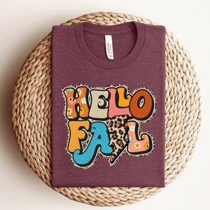 Hello Fall Shirt, Leopard Hello Fall Shirt, Leopard Thanksgiving Sweatshirt, Thanksgiving Shirt For Woman, Pumpkin Season Shirt