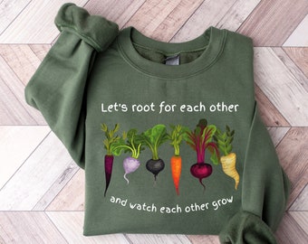 Lets Roots For Each Other Vegetable Shirt, Uplifting T Shirt, Spring T Shirt, Gardening Tee, Turnip Gift, Carrot Outfit, Black Carrot Tee