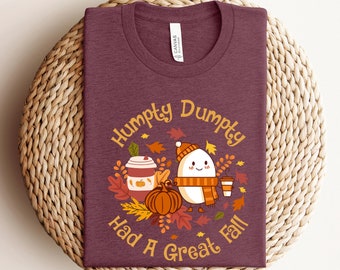 Humpty Dumpty miał świetną koszulkę na jesień, słodka koszula na jesień, bluza na Święto Dziękczynienia, koszulka damska na Święto Dziękczynienia, słodka koszulka z dyni, jesienna koszulka