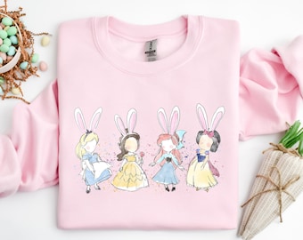 Easter Princess Shirt, Watercolor Easter Bunny Sweatshirt, Princess Lover Tee, Easter Day Crewneck, Easter Eggs Gift, Happy Easter Day