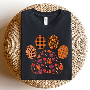 Herbstlaub Hund Pfote Shirt, Hund Pfote Thanksgiving Shirt, Hundeliebhaber Shirt, Leopard Thanksgiving Sweatshirt, Thanksgiving Kürbis Shirt