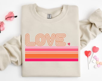 Retro Love Valentines Day Shirt, Valentines Day Shirts For Woman, Heart Shirt, Cute Valentine Shirt, Valentines Day Gift, Valentines Gift
