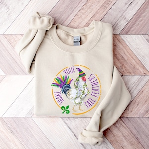 Chemise poulet Mardi Gras, secouez votre queue, chemise NOLA, mardi gras, chemise carnaval, fleur de lys, t-shirt La Nouvelle-Orléans, sweat-shirt Mardi Gras