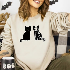 Black Cat Shirt, Halloween Cats Shirt, Spooky Season Shirt, Cat Skeleton Shirt, Halloween Shirt, Spooky Season Shirt, Halloween Gift