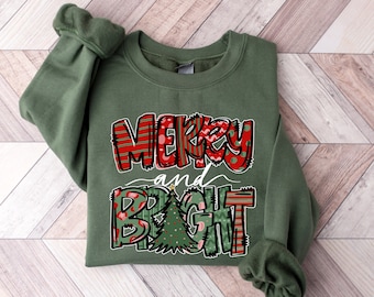 Women's Merry And Bright Christmas Sweatshirt - Holiday Letter Print Pullover (Sizes S-XXL) - View #4