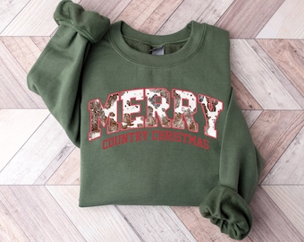 Western Christmas Sweater, Christmas Sweater, Merry Country Christmas Sweatshirt, Holiday Sweaters for Women, Winter Sweatshirt, Cowboy Xmas