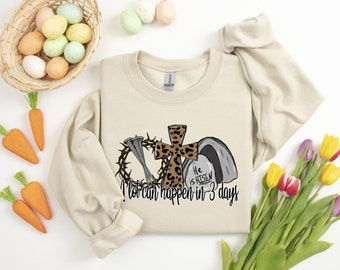 Camiseta "Muchas cosas pueden pasar en 3 días", camiseta de Pascua "Él ha resucitado", camiseta cristiana de Pascua, camiseta de Pascua es para Jesús, camiseta de Pascua, camiseta de Pascua