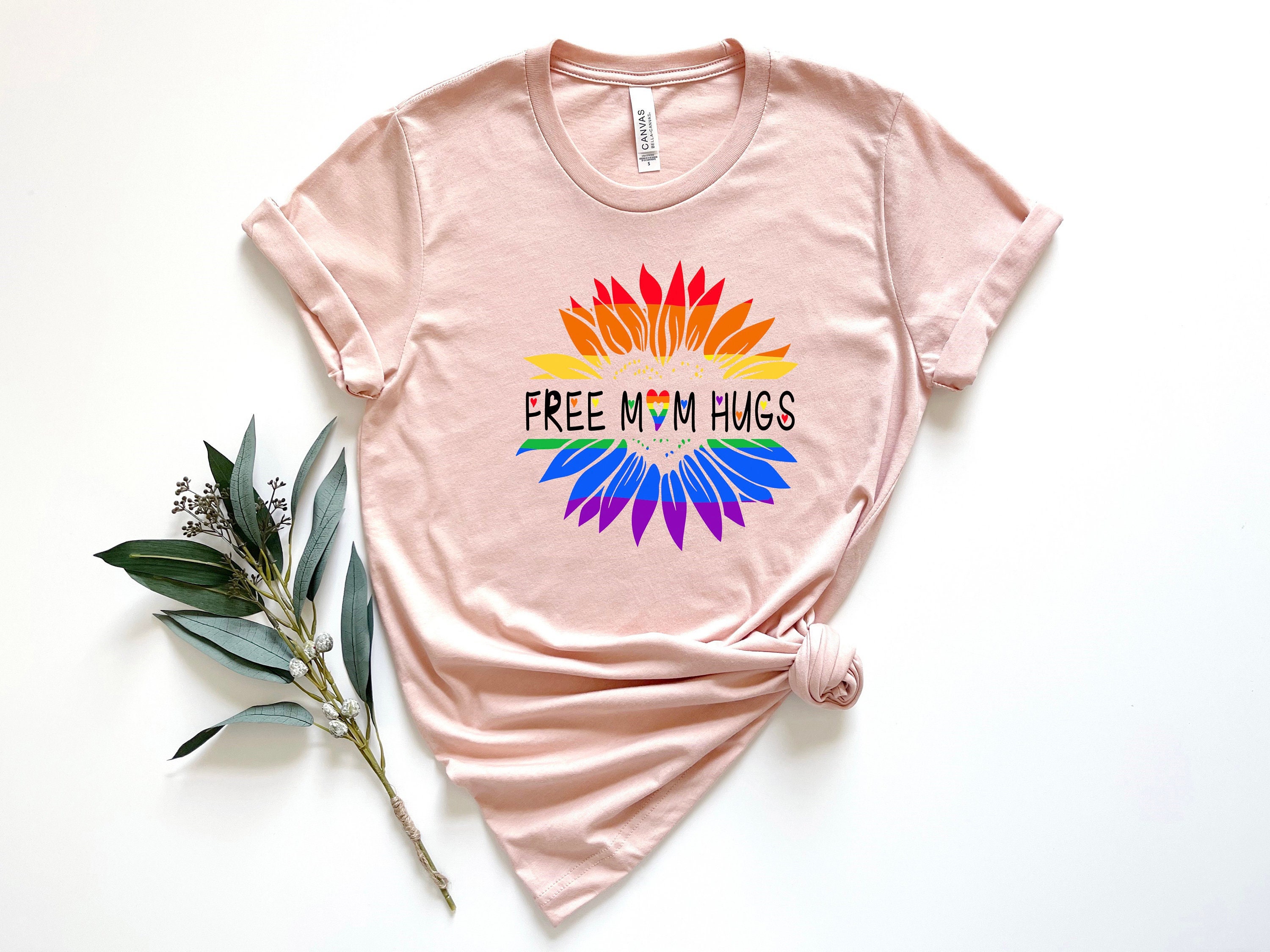 Free Mom Hugs Shirt, Pride Mom Shirt, Pride Shirt, LGBTQ Shirt, Pride Flower Shirt, Gay Shirt, Lesbian Shirt, Proud Mom Shirt, Pride Gift