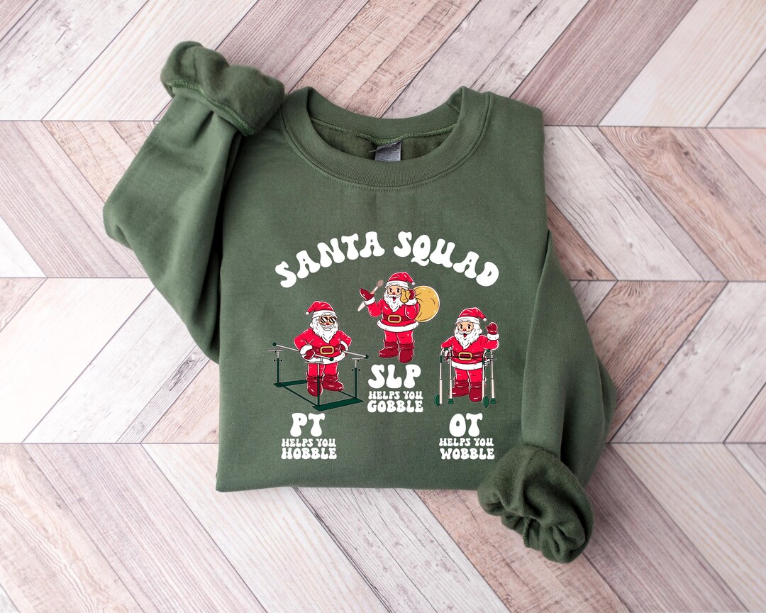 Santa Squad SLP PT OT Shirt, Christmas Nurse Shirt, Therapy Christmas ...