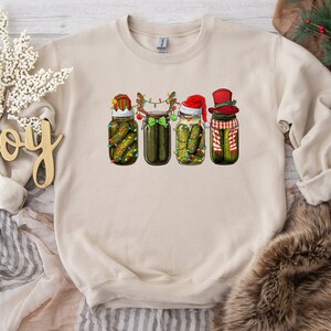 Felpa con sottaceti natalizi, maglione vintage con sottaceti, maglione natalizio, maglietta di Natale, regalo per gli amanti dei sottaceti, felpa natalizia, regalo di Natale immagine 3