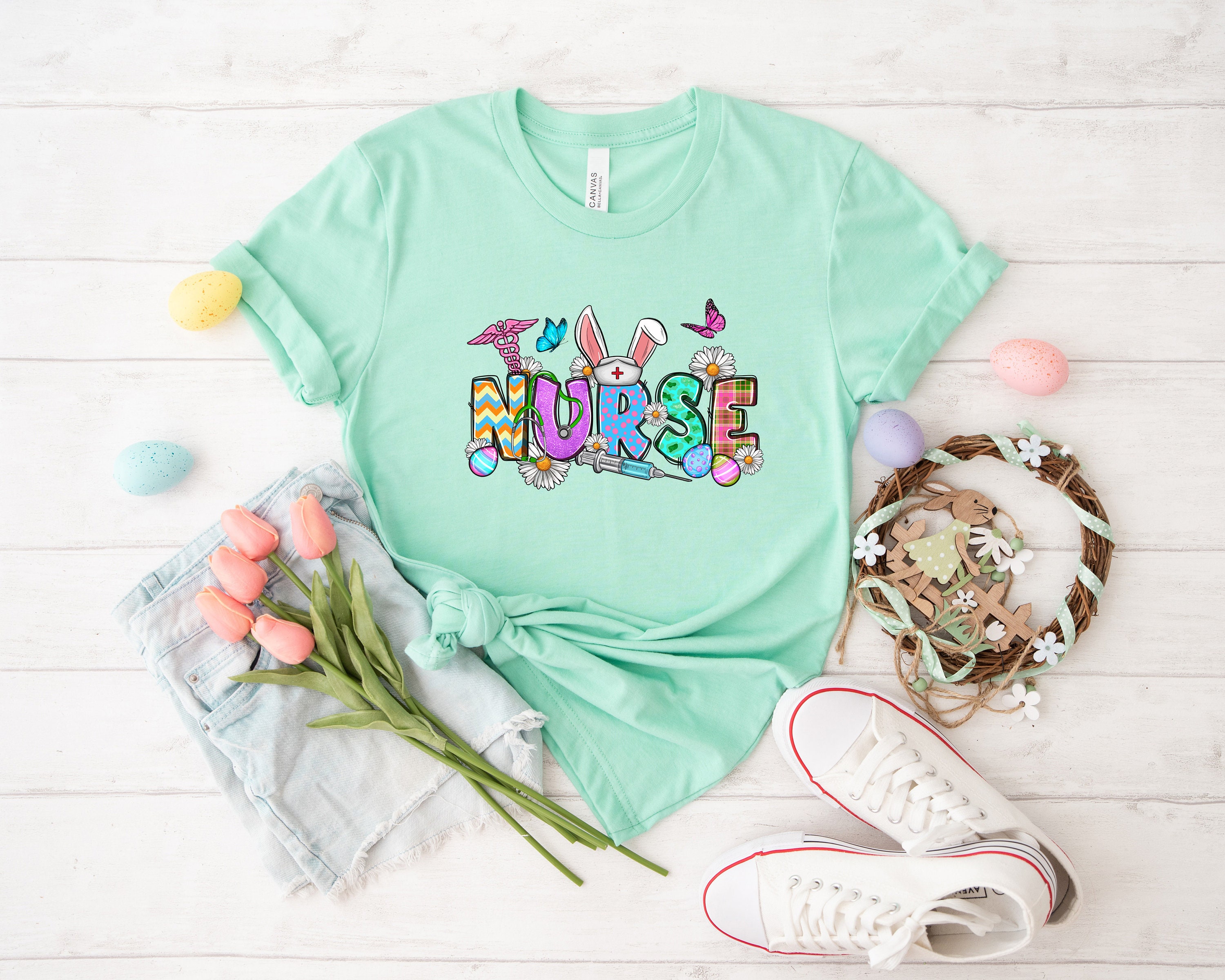 Hase Krankenschwester Shirt, Ostern Krankenschwester Tshirt, Ostergeschenk für Krankenschwester, Ostern Shirt für Krankenschwester, Ostern Medizinisches Shirt, Ostern Stillshirts, Krankenschwester T-Shirt