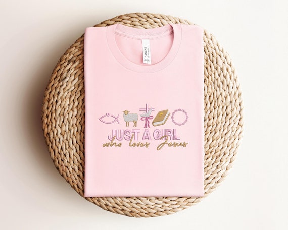 Just A Girl Who Loves Jesus Embroidered Sweatshirt, Jesus Embroidery Shirt, Jesus Lover Shirt, Christian Easter Shirt, Easter Jesus Shirt