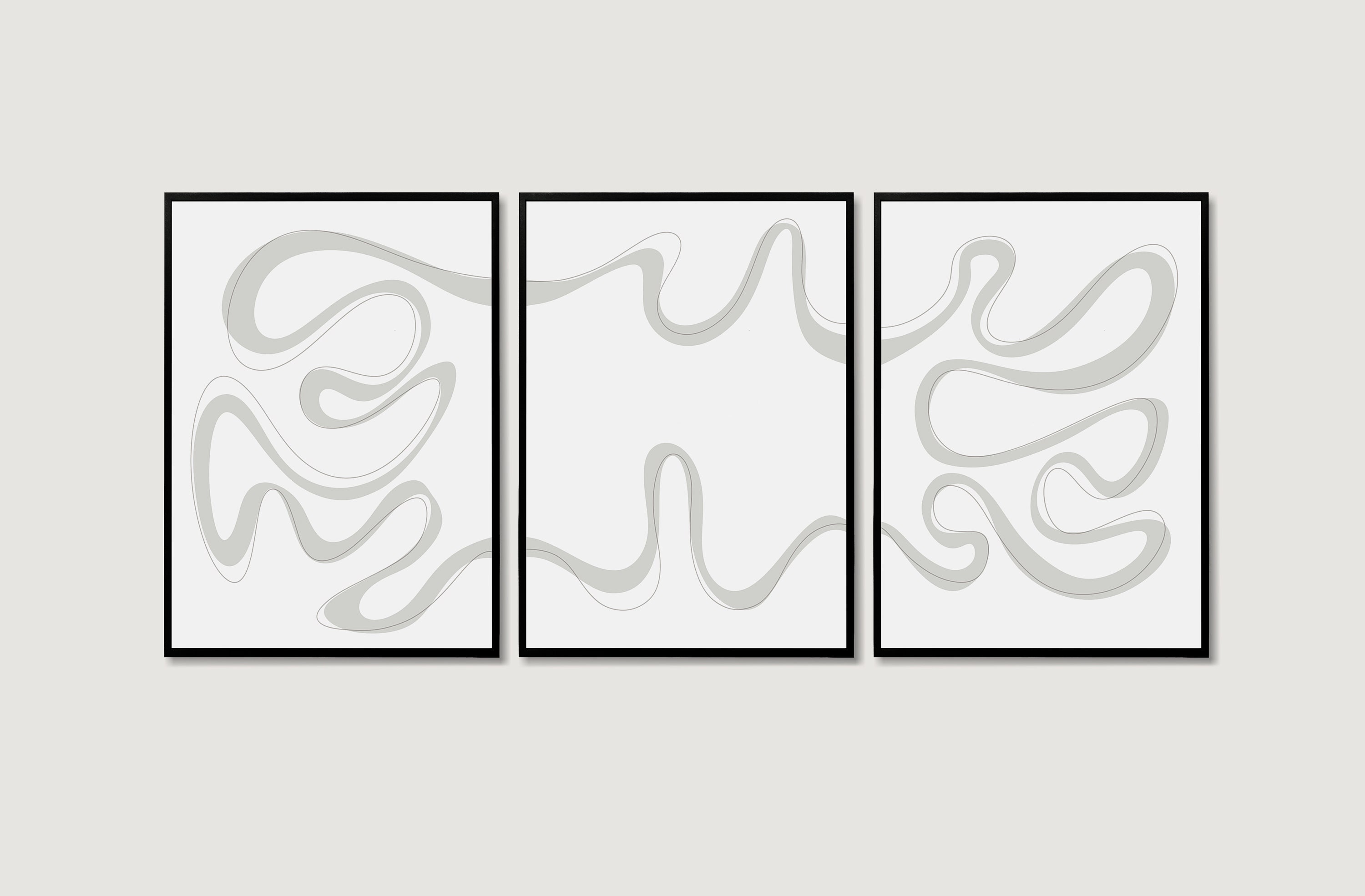 Modern Abstract Wall Art Print Set of 3, Minimalist Art, Printable Wall