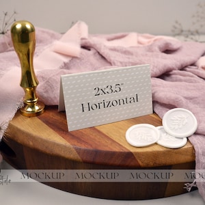 Neutraler Name Platzkarten Mockup, Rosa Minimal Boho Mockup, digitaler Download, 3.5x2 Karten Mockup, Namenskarte Mockup, Smart Objekt PSD
