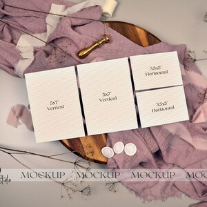 Neutral Wedding Invitation Mockup Suite, Pink Minimal Boho Mockup, Digital Download, 3.5x5 5x7 Card Mock Up, Smart Object