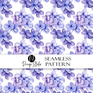 Watercolor Lilac Floral Pattern: Purple & Blue Dreamy Design (JPG Digital Download 12x12 inch )