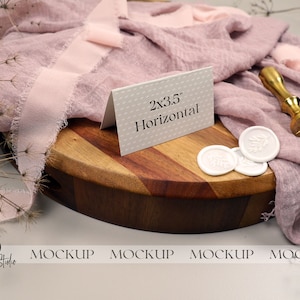 Neutraler Name Platzkarten Mockup, Rosa Minimal Boho Mockup, digitaler Download, 3.5x2 Karten Mockup, Namenskarte Mockup, Smart Objekt PSD
