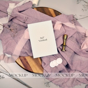 Neutral Wedding Invitation Mockup, Pink Minimal Boho Mockup, Digital Download, Card Mock Up, Stationary Mockup, Invite Mock Up, Smart Object