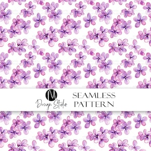 Lilac Flower Watercolor Pattern: Purple Floral Digital Download (12x12 inch JPG File)