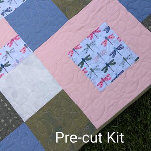PRE-CUT Lap Quilt Kit, 42x56 inches, Pattern Included, Easy Beginner Pattern & Fast Construction, Floral Quilt, Fun Quilt Kit