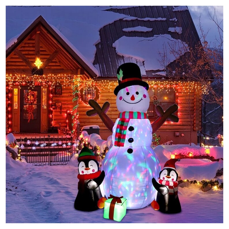 Snowman Inflatable Christmas Decor Christmas Blowup Yard Etsy