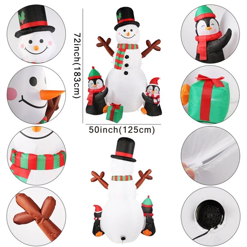 Snowman Inflatable Christmas Decor Christmas Blowup Yard Etsy