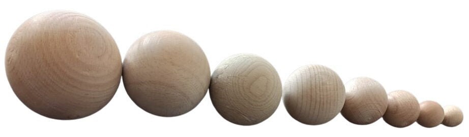 Set of Four Wooden Balls, Made From Hardwood, 90mm / 9cm / 3.5 Inch  Diameter Beechwood. Crafts Sphere, Round, Orb, Globe 
