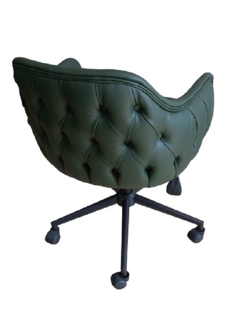 Quilted Office Chair, Vintage Rolling Office Chair, Country Modern