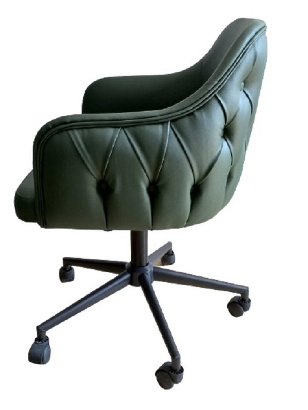 Quilted Office Chair, Vintage Rolling Office Chair, Country Modern