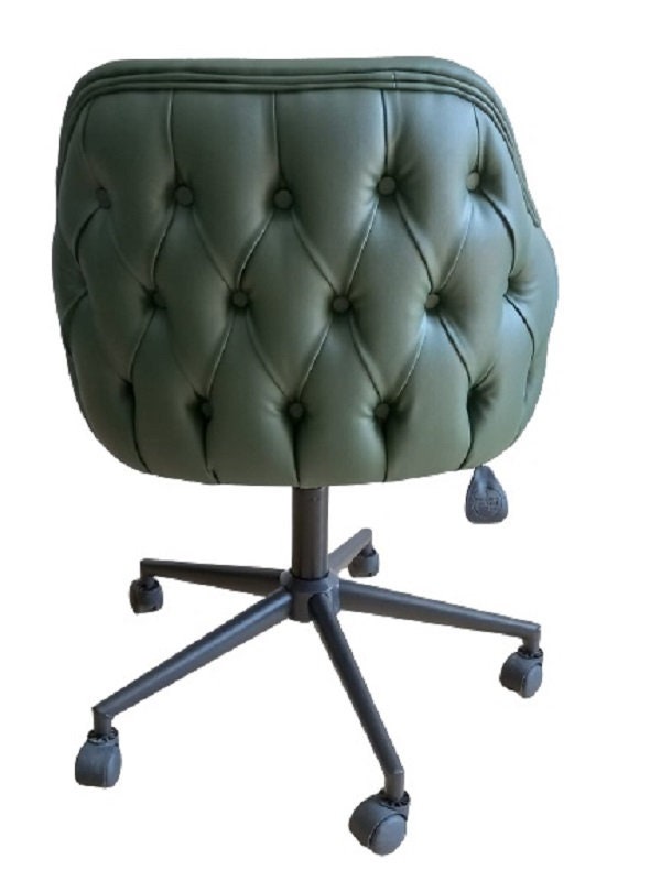 Quilted Office Chair, Vintage Rolling Office Chair, Country Modern