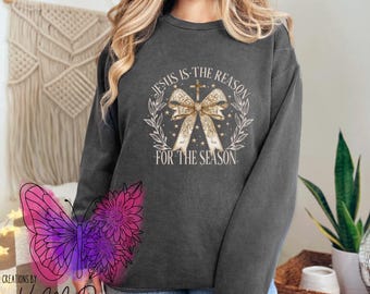 Jesus Is The Reason For The Season Bow Holiday DTF | READY to PRESS | Christmas Transfer | Heat Press Transfer | Direct To Film