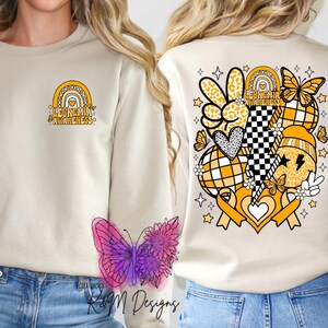 Leukemia Awareness Groovy Front Back DTF | Ready To Press Heat Transfer | Disease Awareness DTF | Direct To Film