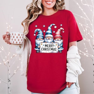 Blue Merry Christmas Gnomes DTF Transfer | Iron On Transfer | Christmas Shirt Transfer | Festive DTF | Holiday transfer