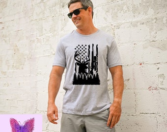Men's Wildlife Deer Forest Hunting Fishing Camping DTF Transfer Outdoors | Men's Buck | Iron On Transfer | Direct To Fabric Shirt Transfer