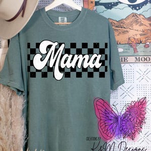 Mama Retro Checkered DTF | READY to PRESS | Shirt Transfer | Mama Heat Press Transfer | Direct To Film | Creations by K & M dtf Transfers