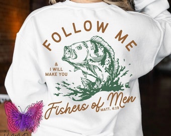 Follow Me Fishers Of Men Christian Bible Verse DTF Shirt Transfer | Ready To Press Heat Transfer| Direct To Film