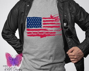 Men's Forest Hunting Fishing Camping Flag DTF Transfer Outdoors | Men's Fishing | Iron On Transfer | Direct To Fabric Shirt Transfer
