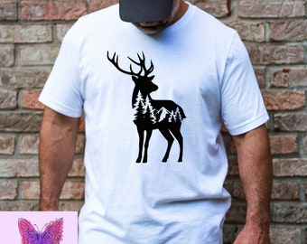 Men's Wildlife Deer Forest Hunting Fishing Camping DTF Transfer Outdoors | Men's Buck | Iron On Transfer | Direct To Fabric Shirt Transfer