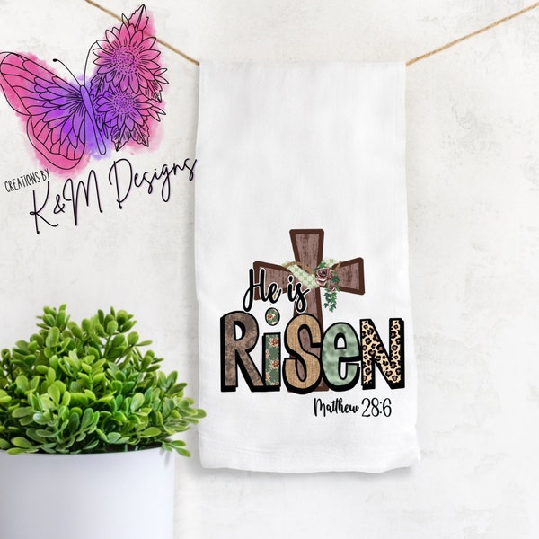 He Is Risen Easter Tea Towel | Easter Kitchen Towel | Housewarming Gift | Kitchen Essentials | Easter Dish Towel | Hand Towel