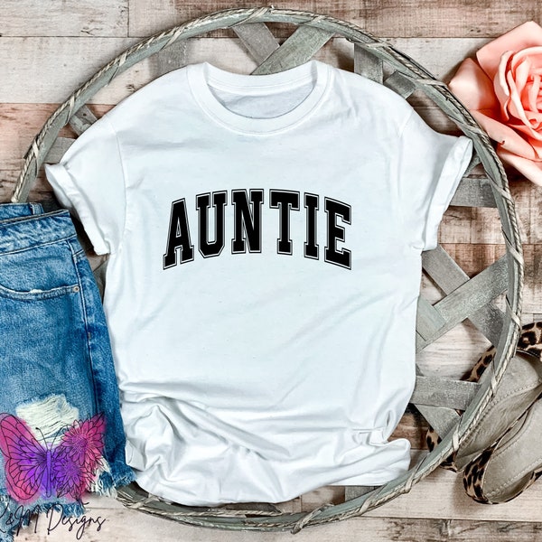 Auntie Varsity Print Transfer | Auntie Shirt Transfer | Classic Varsity Print | Ready To Press Heat Transfer | Direct To Film