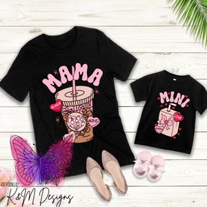 Mama/Mini Iced Coffee Valentine | READY to PRESS | Shirt Transfer | Matching Mommy Daughter DTF | Heat Press Transfer | Direct To Film