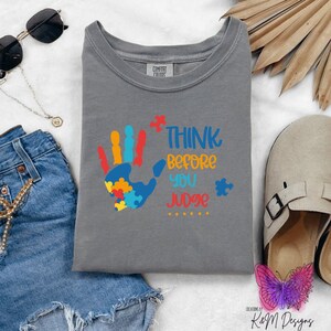Think Before You Judge Autism Awareness Puzzle Print DTF Print | Autism Support | Ready To Press Heat Transfer | Direct To Film