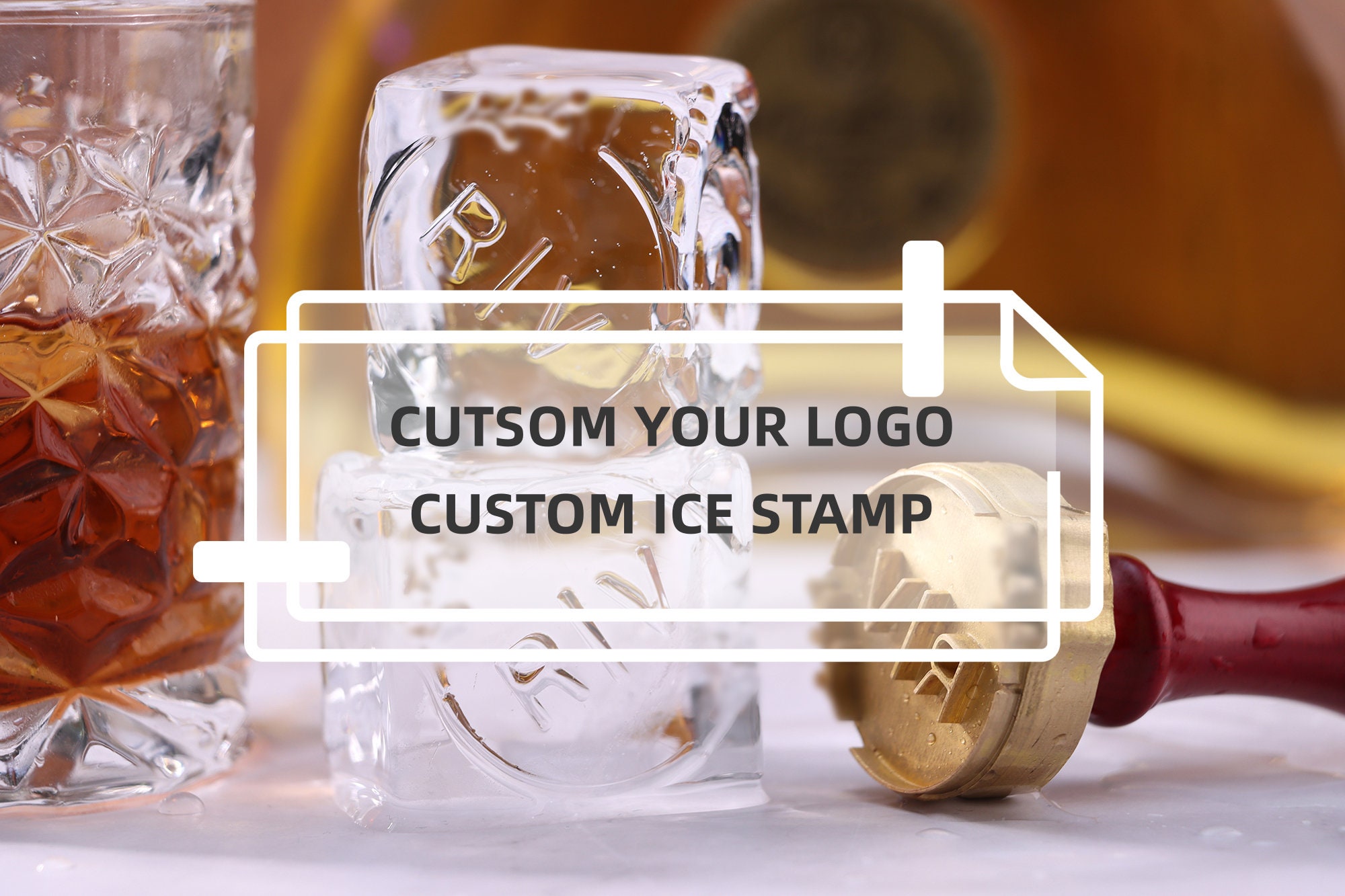 Ice Stamp Brass, Custom Logo Ice Cube Stamp, Cocktail Stamp