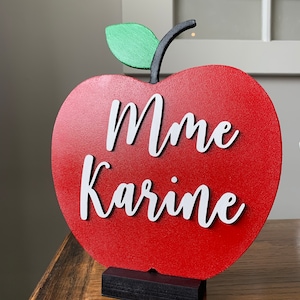 Personalized 3D Teacher Apple Name Sign with Stand image 6